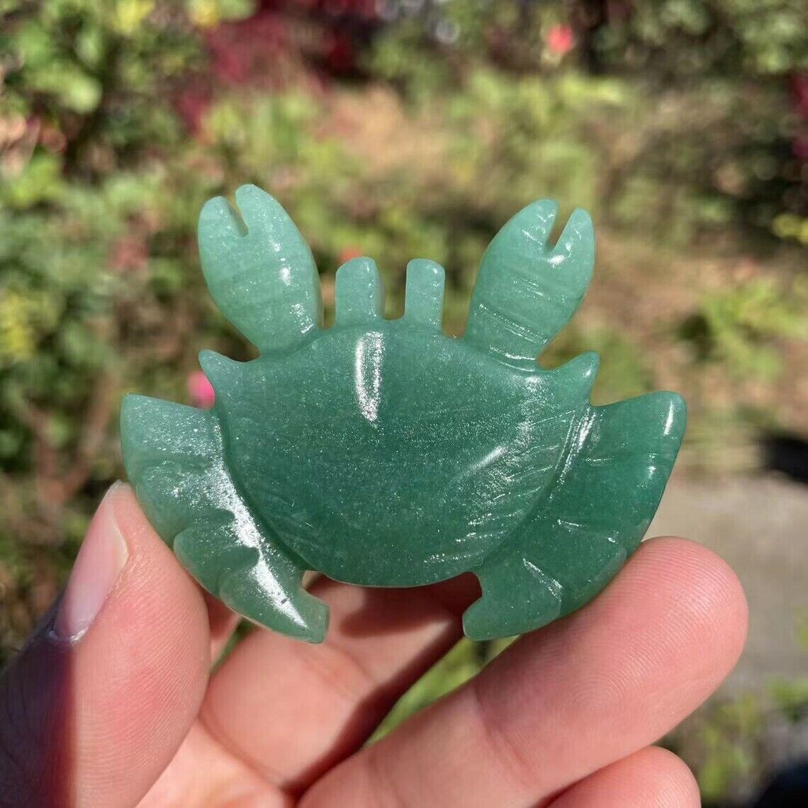 Cute Green Dongling Crab Sculpture Crystal Children's Gift Cure Sculpture