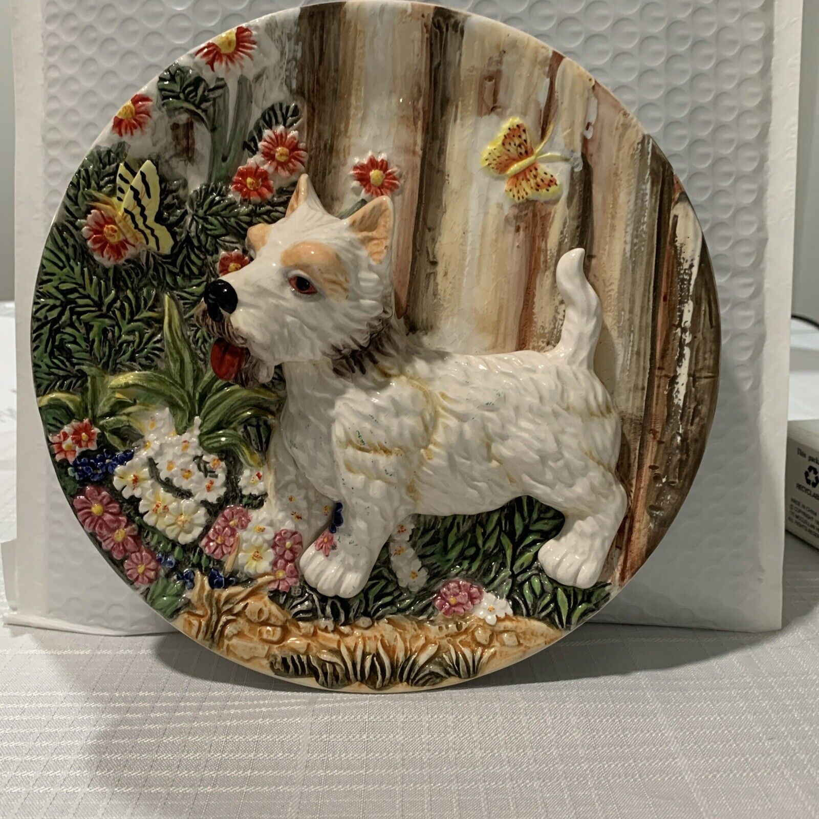 Colorful 3D Relief West Highland White Terrier Puppy Dog Wall Decor 8 in. Plate