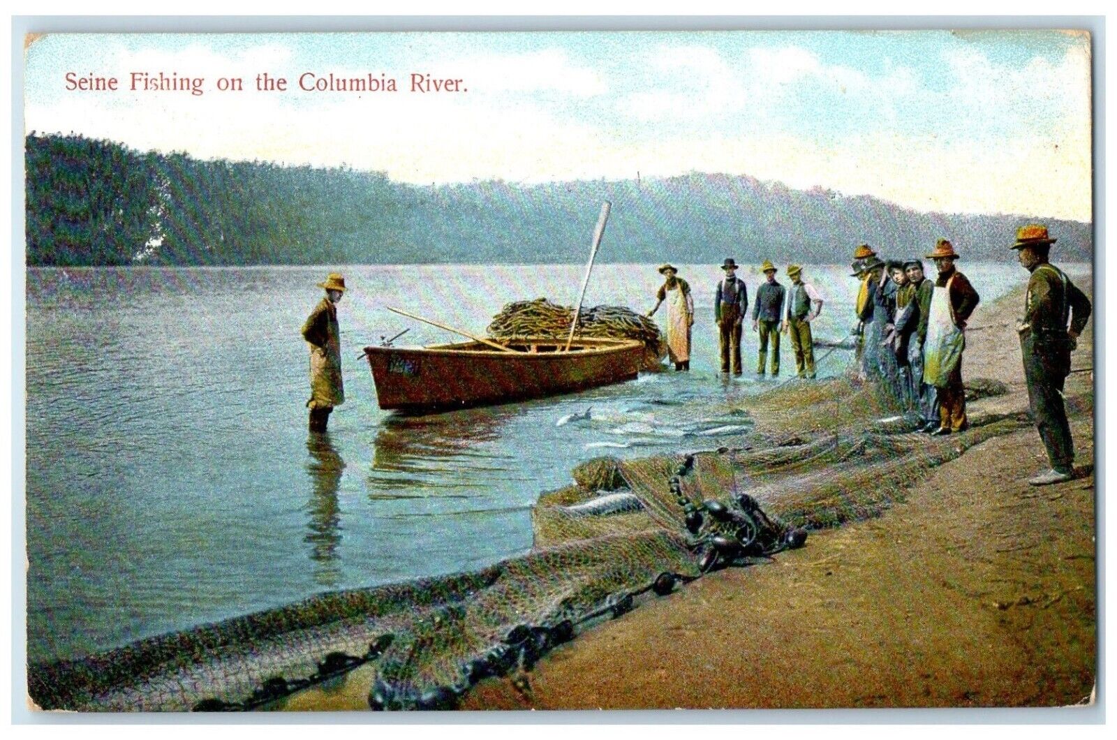 1909 Scene Fishing Columbia River Myrtle Creek Oregon Vintage Antique Postcard