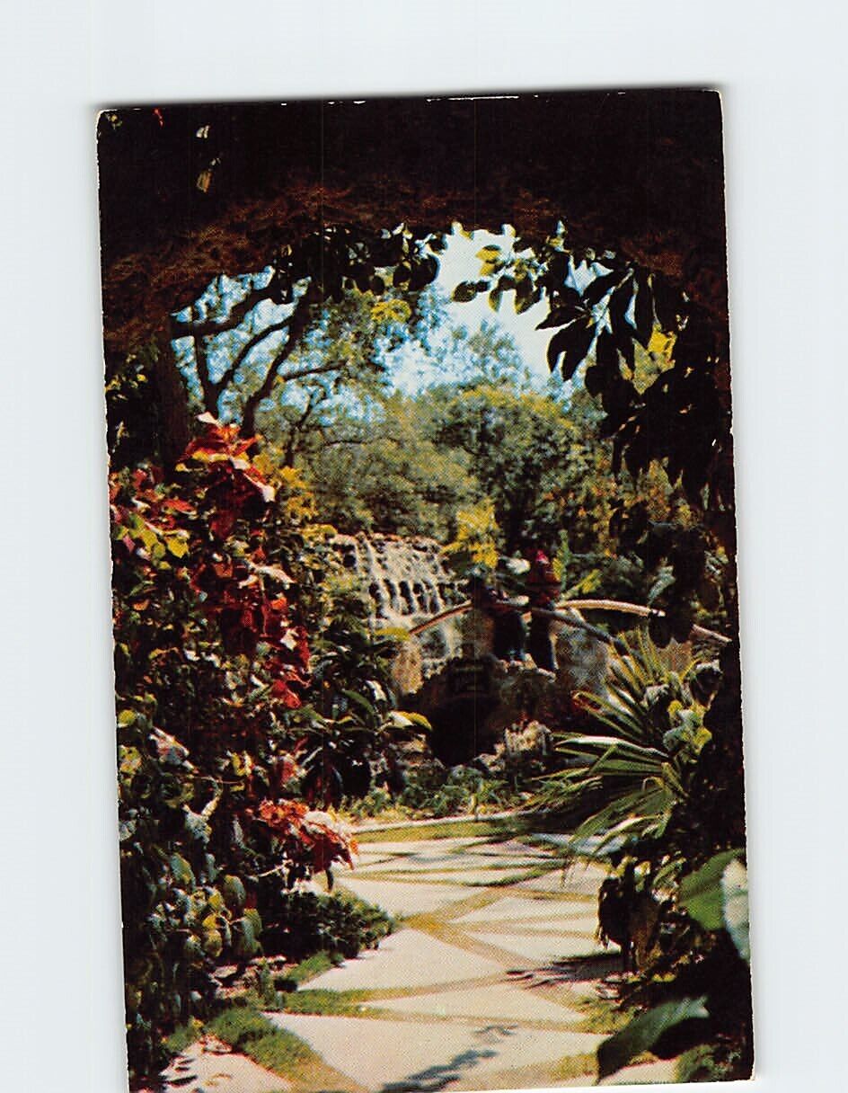 Postcard Through the Rustic Arch Tropical Hobbyland Miami Florida USA