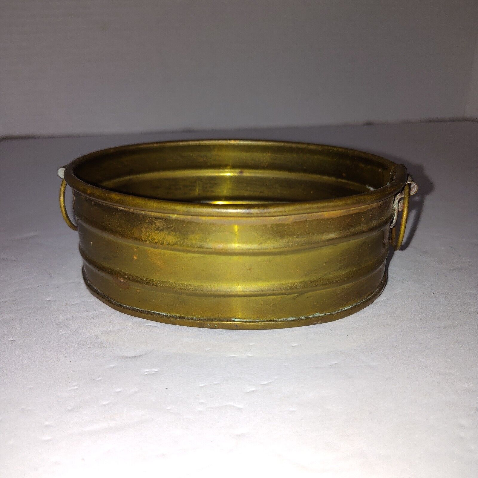 Small Vintage Brass Bucket Oval Trinket Change Key Holder