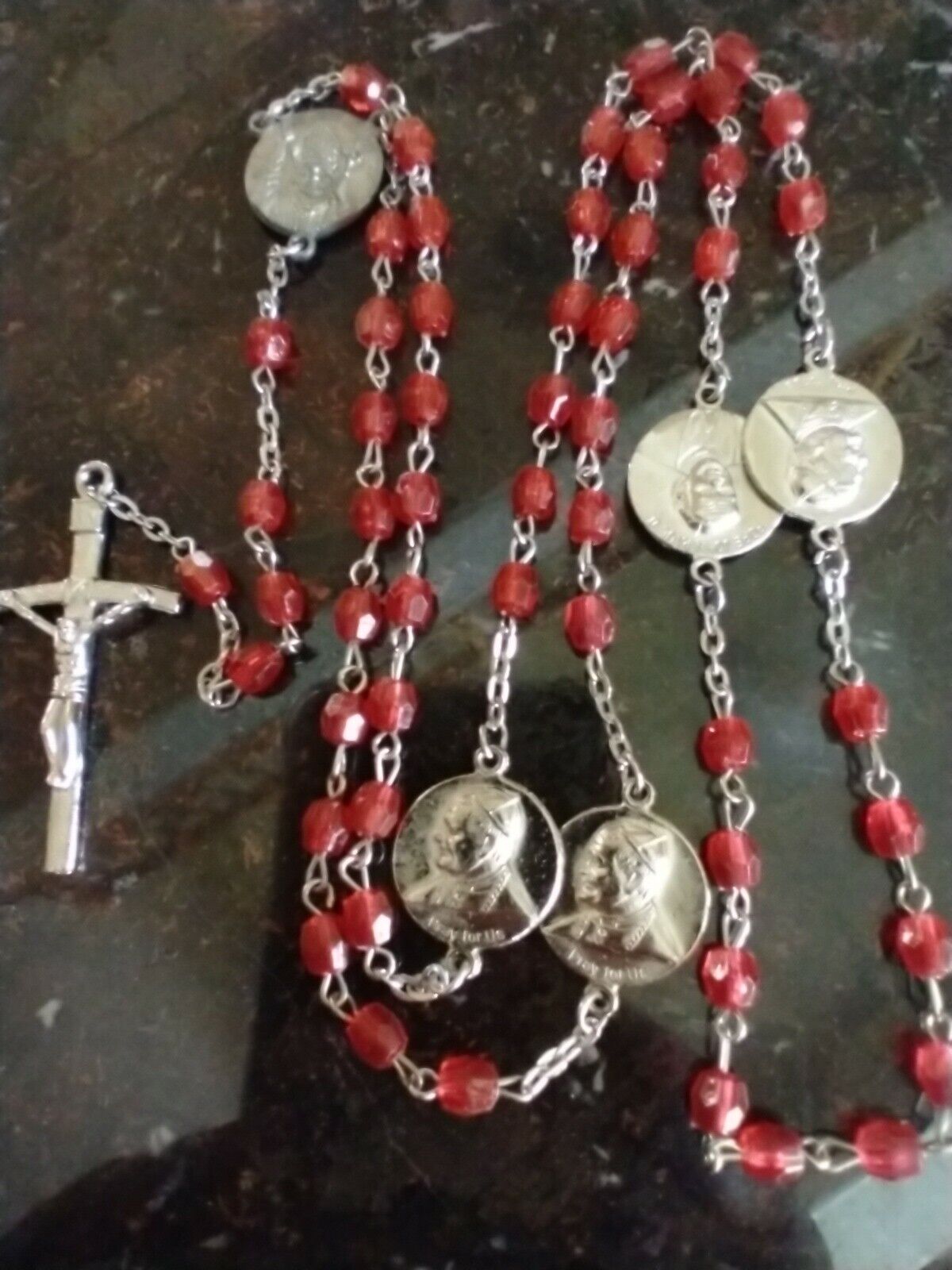 Vintage Catholic Red Rosary JP2 