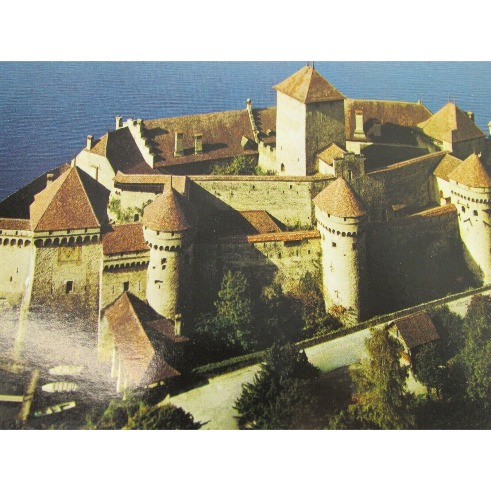 Vintage Montreux Switzerland Chillon Castle Postcard 48306