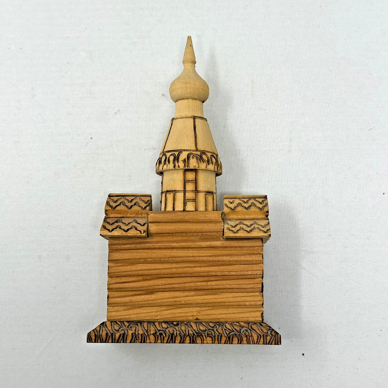 Vintage Hand Carved Wooden Church Souvenir Russia USSR 5.5\