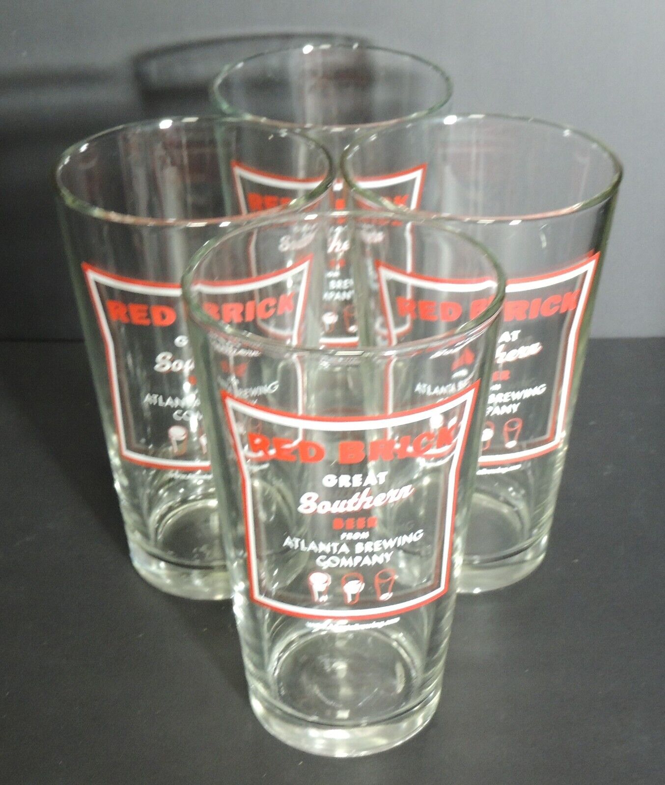 RED BRICK Great Southern Beer Atlanta Brewing Company, Set Of 4 Pint Glasses
