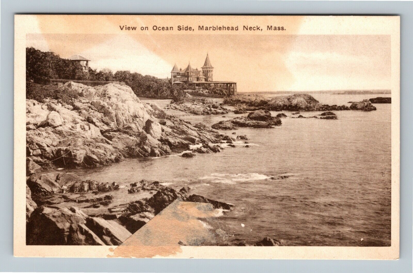View On Ocean Side, Marblehead Neck Massachusetts Vintage Postcard