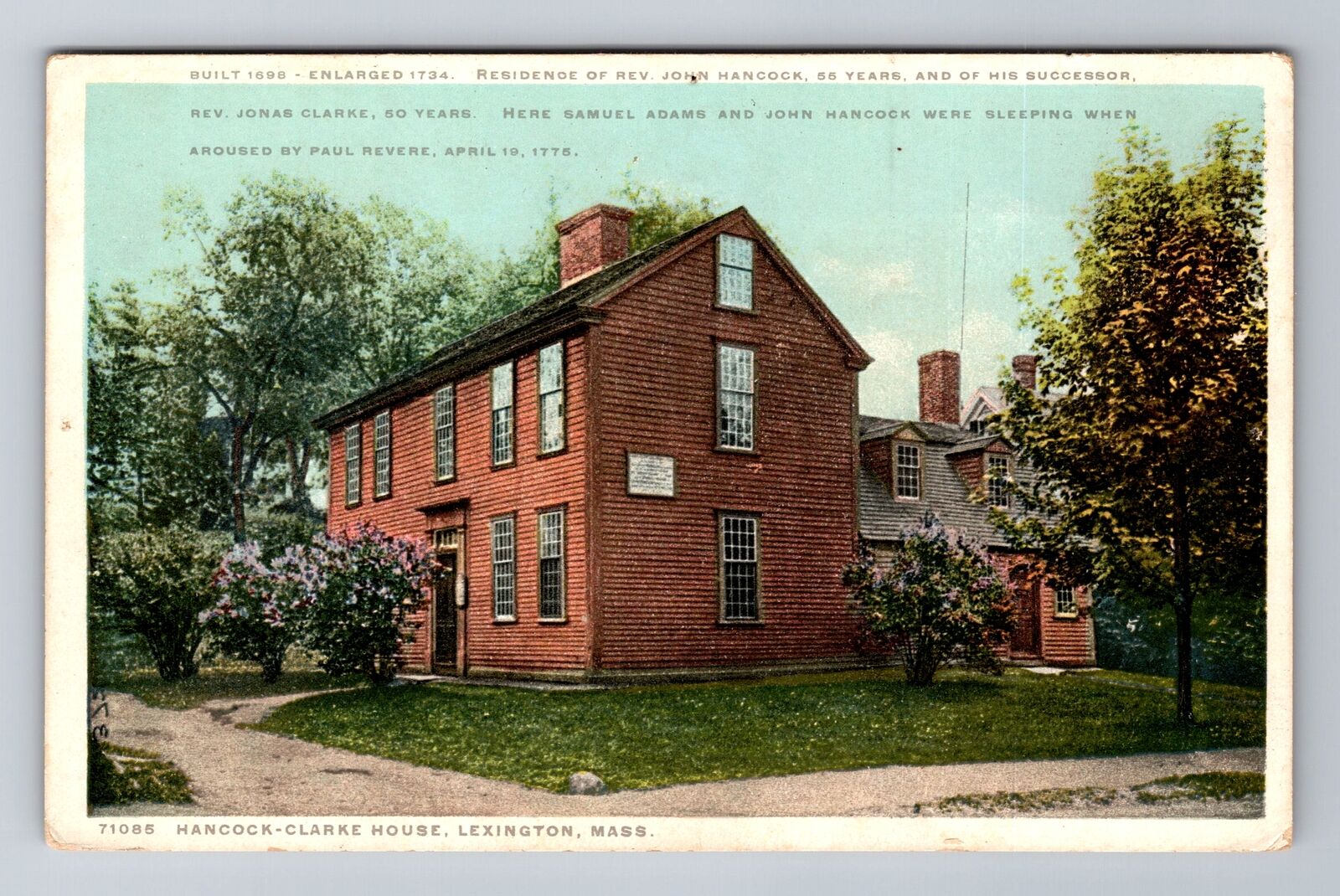 Lexington MA-Massachusetts, 1776 Hancock-Clarke House, Antique Vintage Postcard