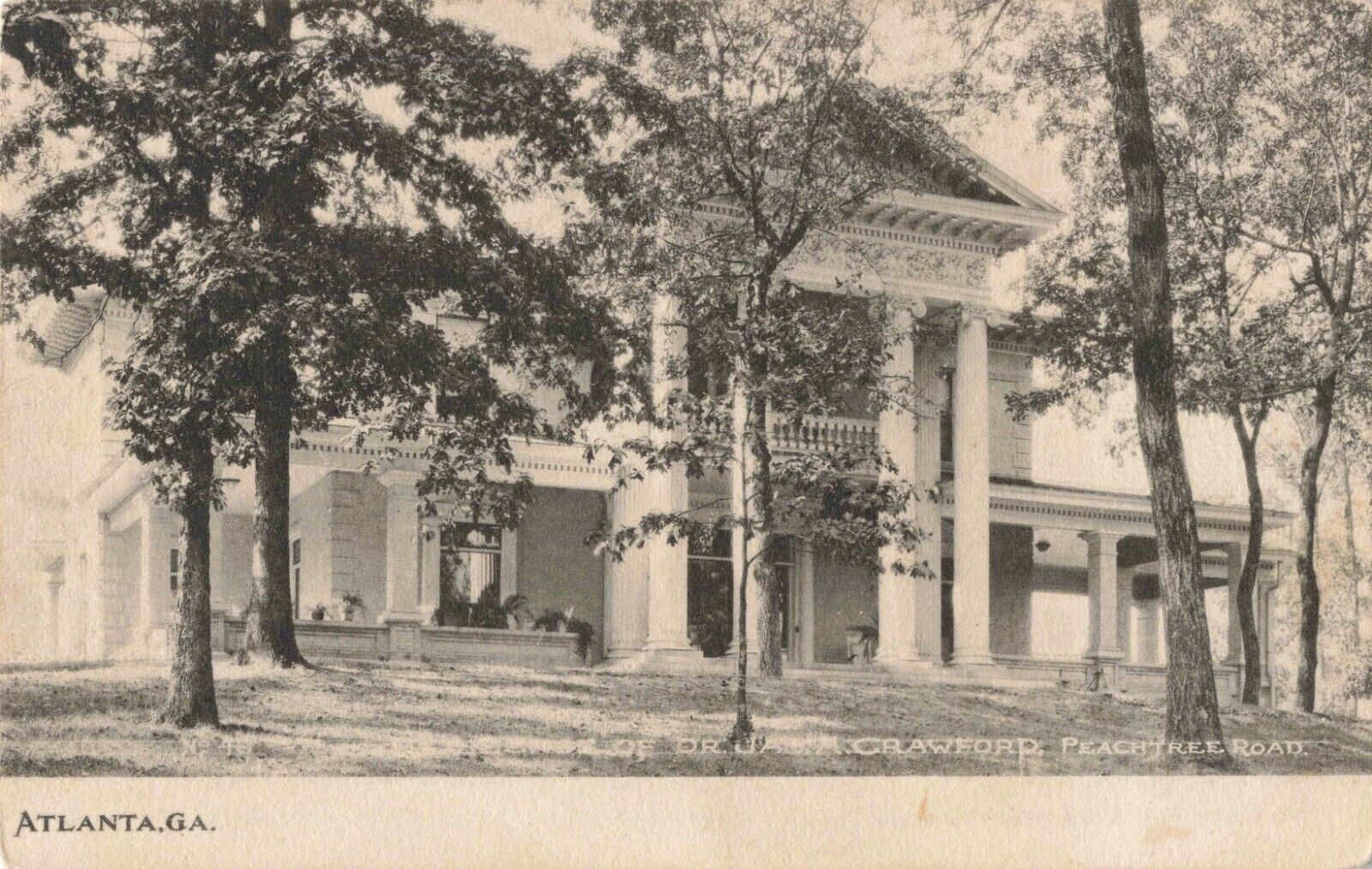Residence of Dr. James M. Crawford Peachtree Road Atlanta Georgia 1908 Postcard