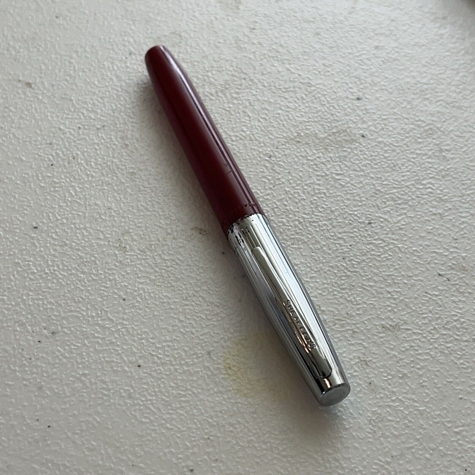 Vintage Scheaffer Fountain Pen Maroon Red Silver Top