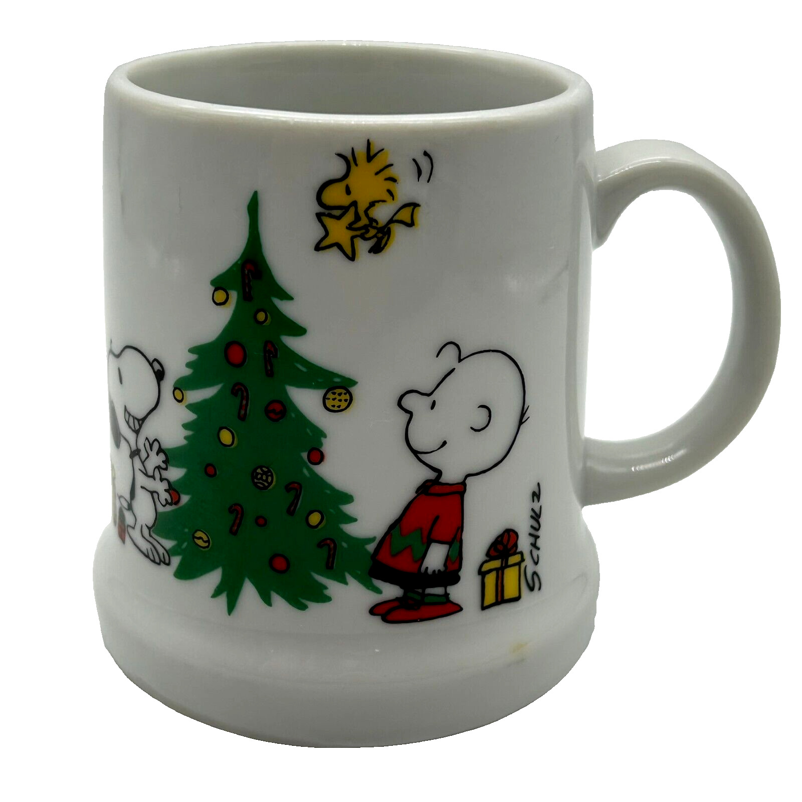 Vintage 70s 1977 Charlie Brown Snoopy Woodstock Christmas Holiday Coffee Mug Cup
