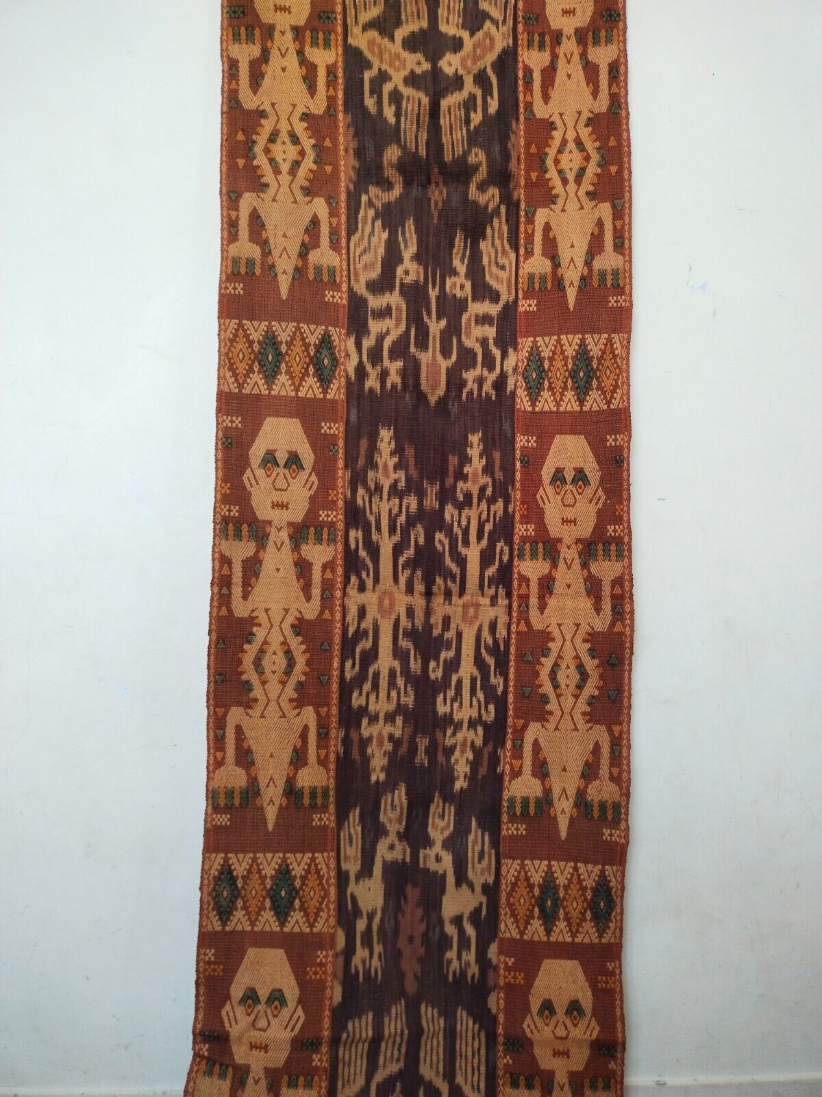 vintage beautiful Indonesian sumba ikat woven blanket textile panel item816