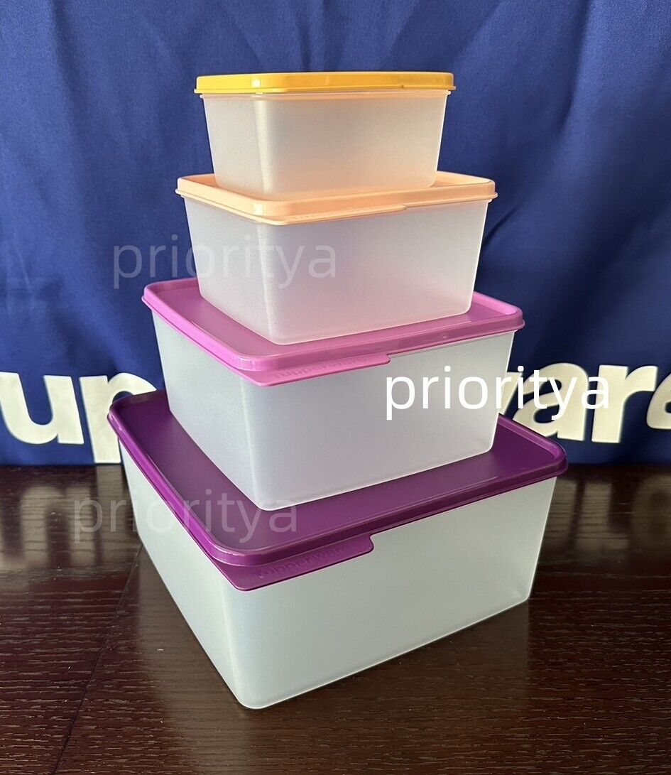 Tupperware Keep Tabs KeepTabs Nesting Container 2/5/10.5/19 Cup Set 4 Purple New