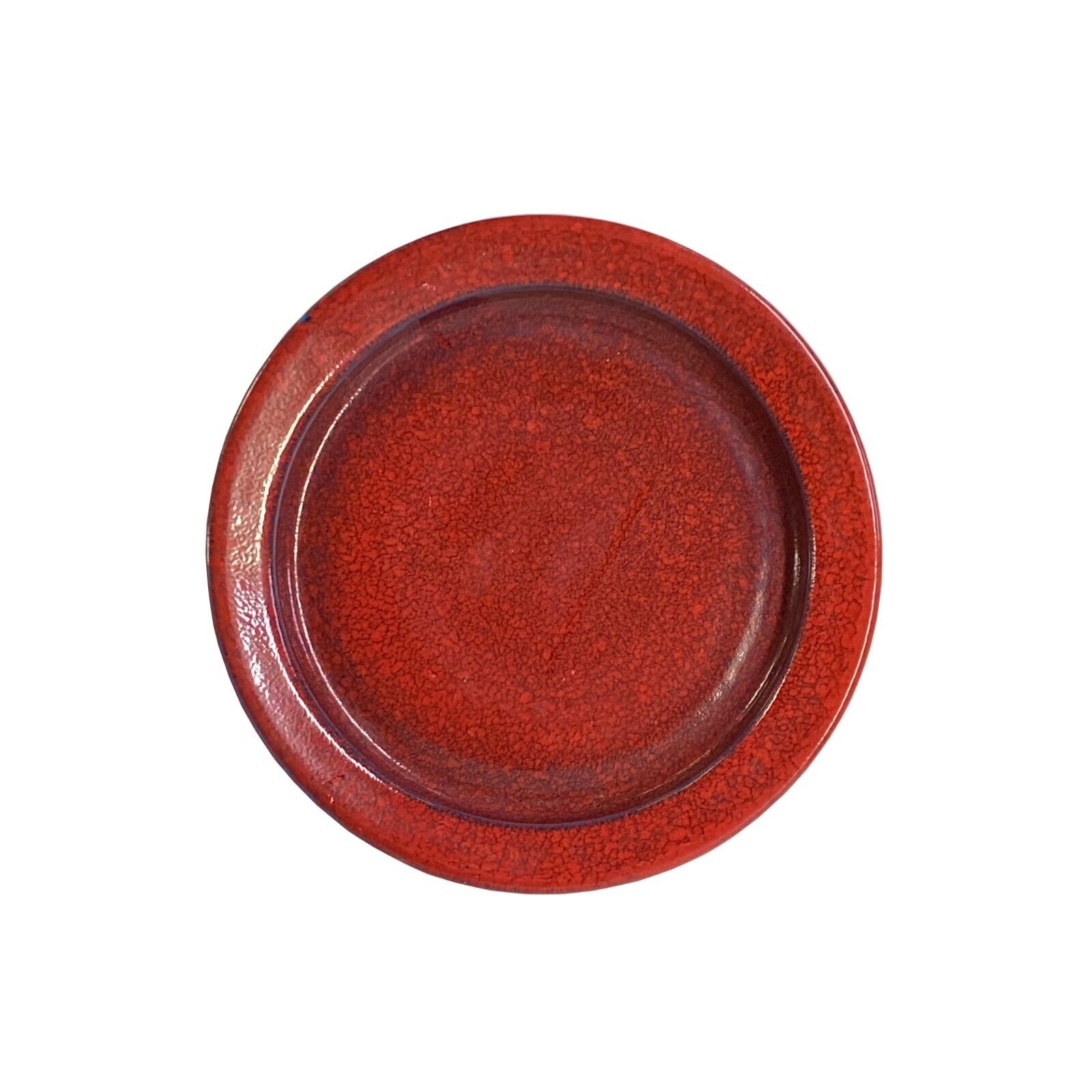 Simple Plain Solid Brick Red Glaze Porcelain Round Plate Display Art ws3363