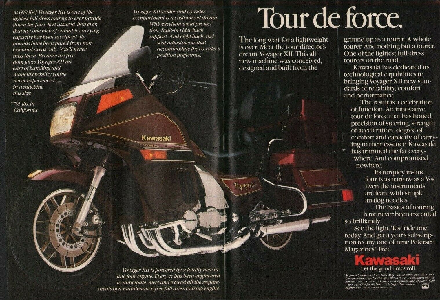 1986 Kawasaki Voyager XII - 2-Page Vintage Motorcycle Ad