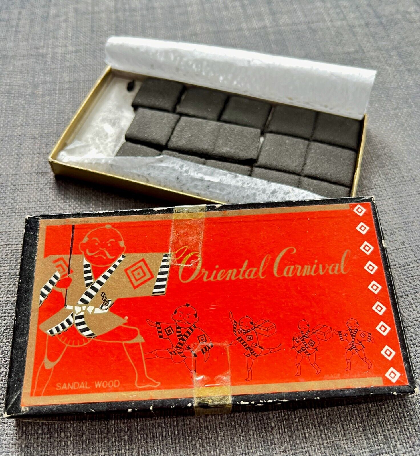 Vintage ORIENTAL CARNIVAL High End Sandalwood Incense Block - Japan 1950s