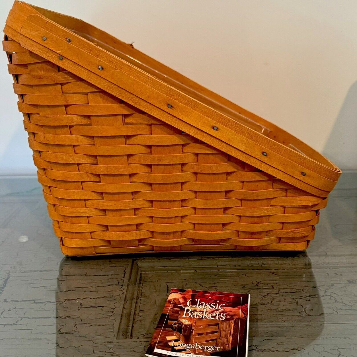 Vintage 2000 Signed Longaberger Large Book Keeper Basket Hand Woven Made In USA
