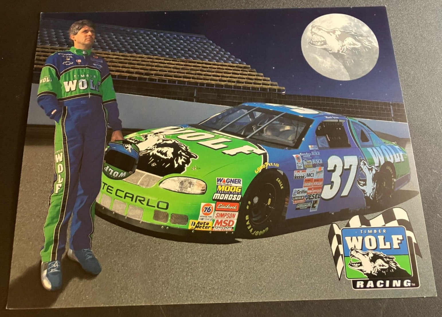 1998 Mark Green #37 Timber Wolf Chevy Monte Carlo - NASCAR Hero Card Handout