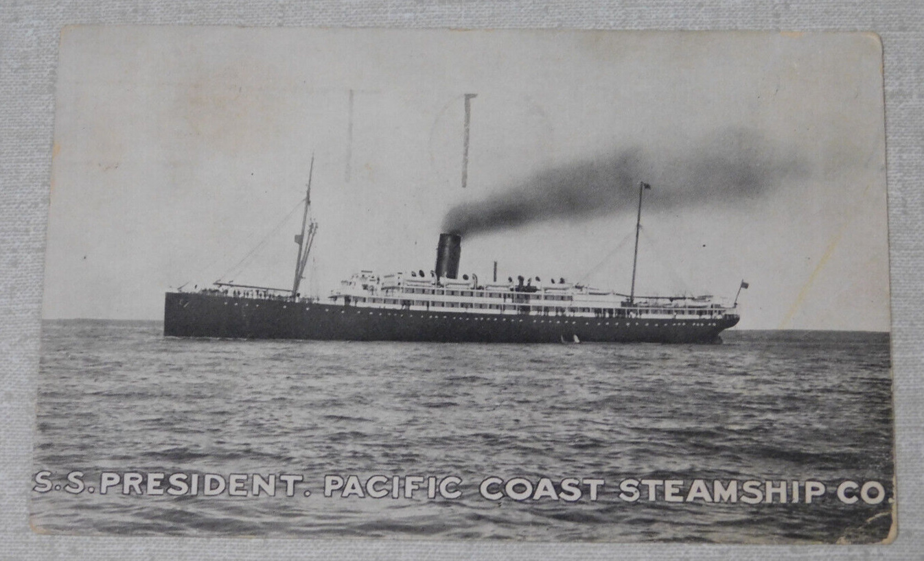 S.S. President Pacific Coast Steamship Company postcard