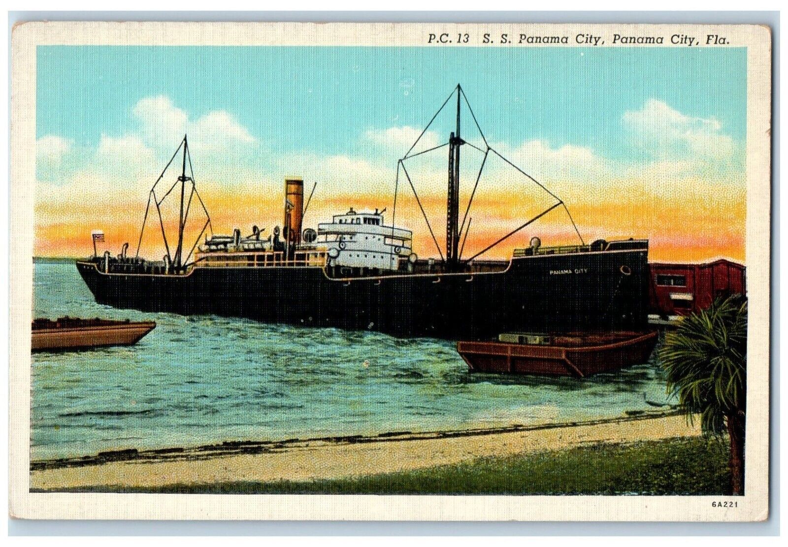 c1940\'s S.S. Panama City Panama City Florida FL Vintage Unposted Postcard