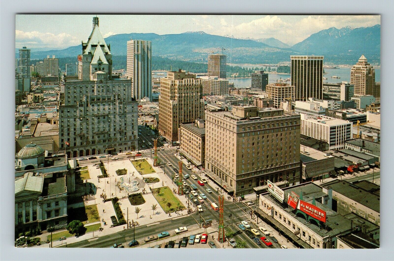 Vancouver BC-British Columbia Canada, Birdseye View Georgia St Vintage Postcard