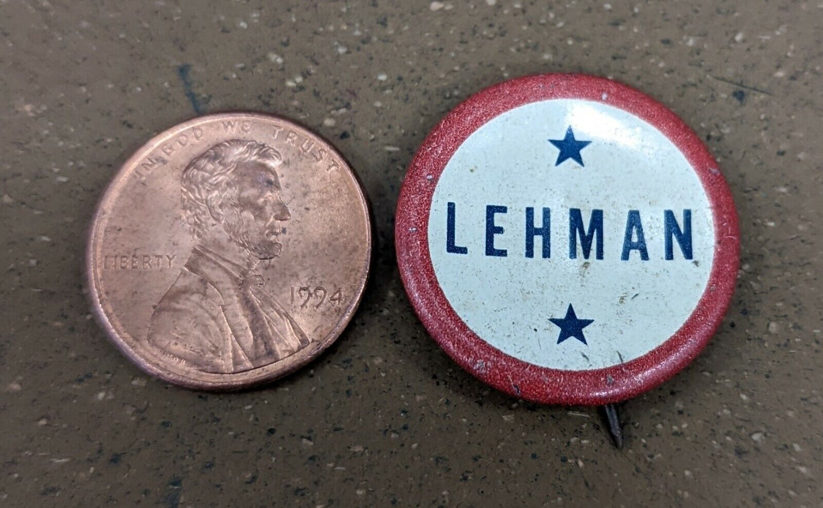 Vintage Herbert Lehman Governor New York (D) Political Campaign Pin, rare