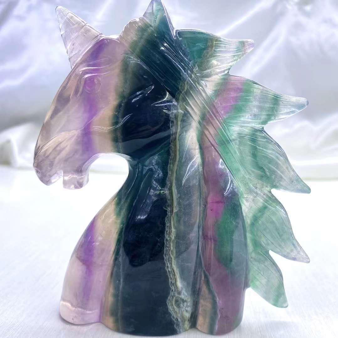 Natural Old color fluorite unicorn 🦄🌈 Random 1PC