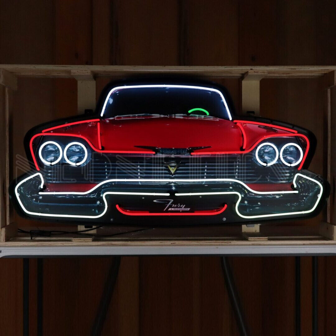 Fury Neon sign 1957 Plymouth Belvedere Savoy Grille steel Case Garage Wall Lamp