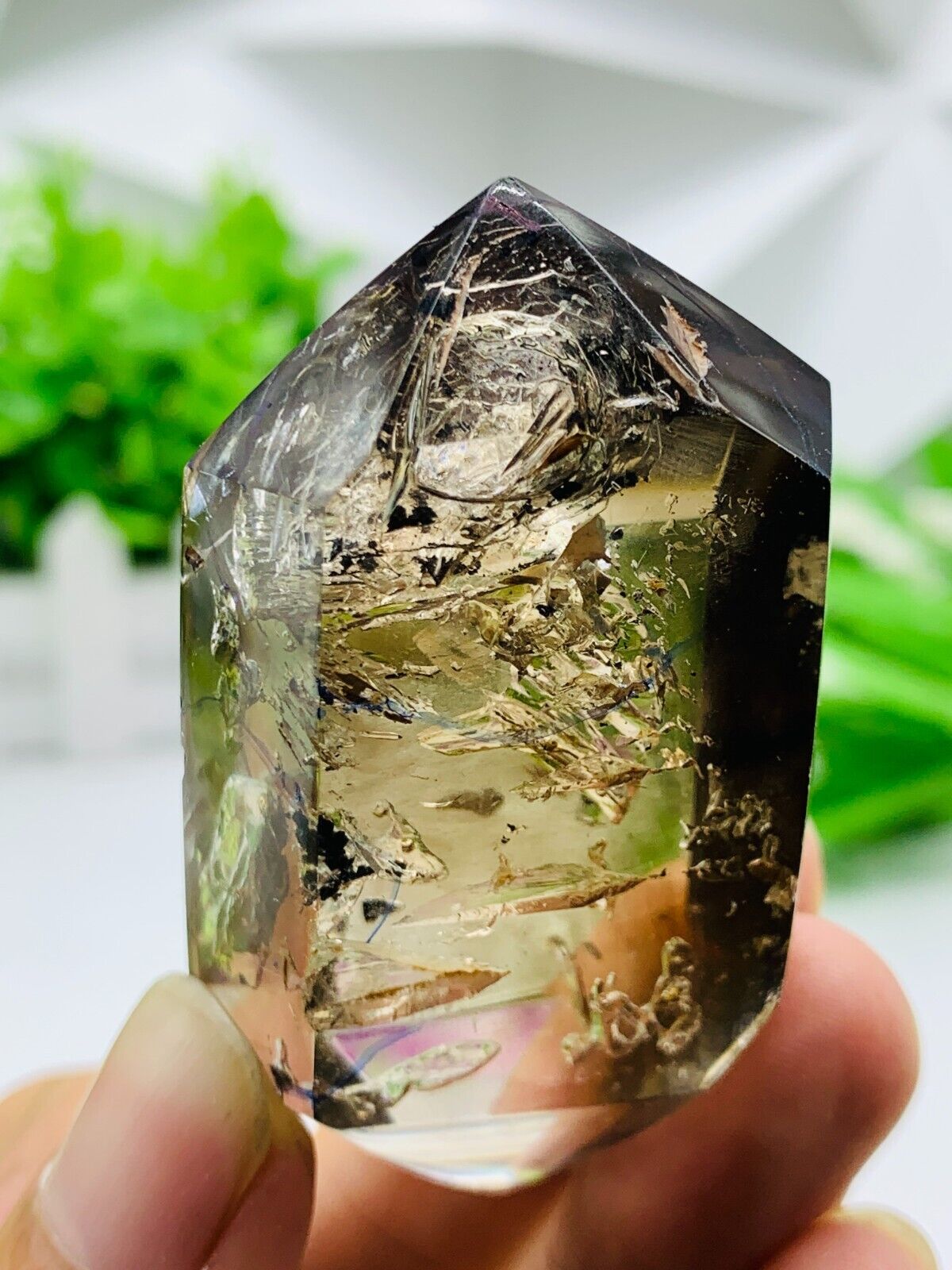 Natural Enhydro Crystal Herkimer Diamond&clear two big moving water droplet 78g