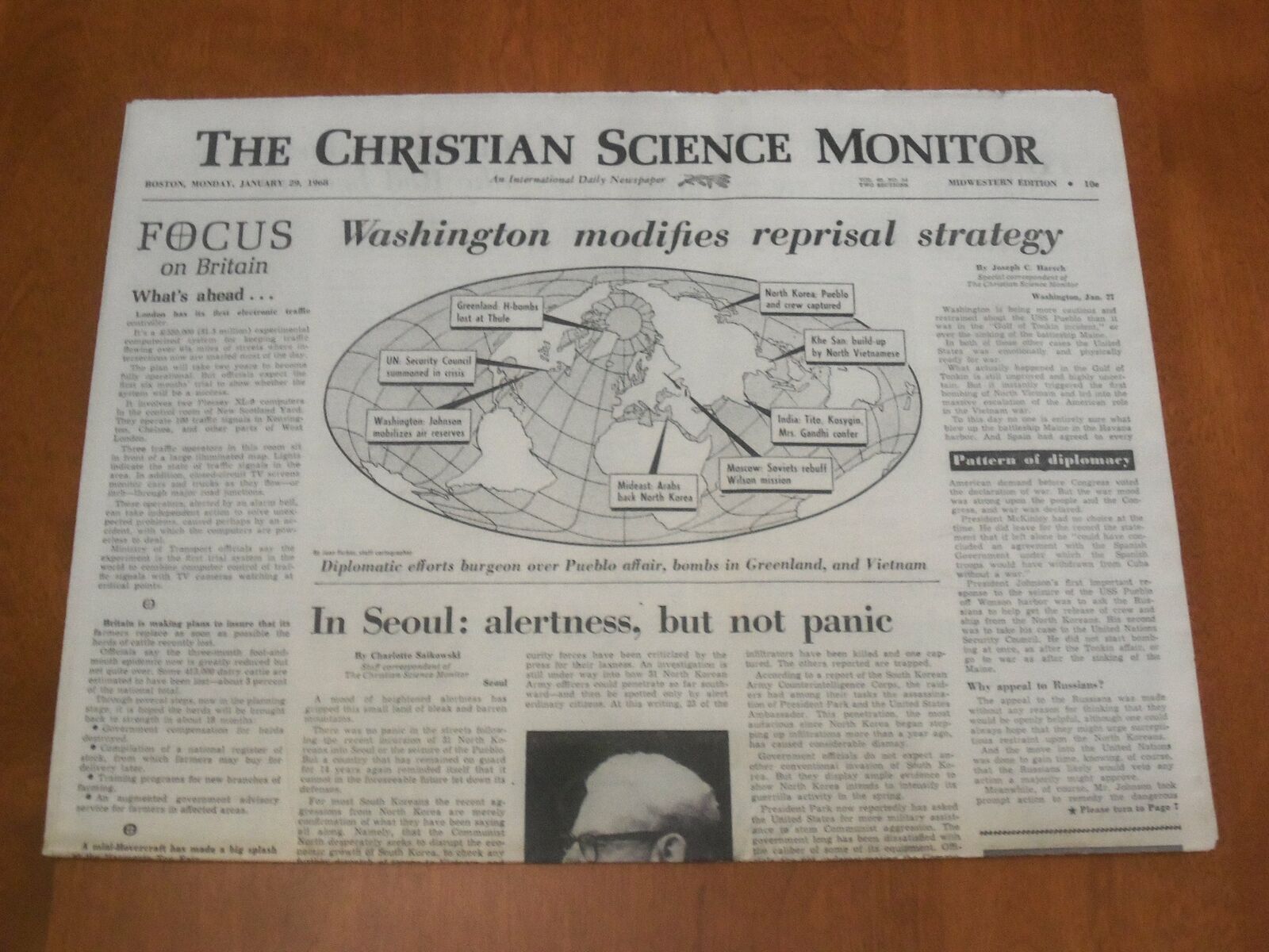 1968 JAN 29 THE CHRISTIAN SCIENCE MONITOR -WASHINGTON MODIFIES STRATEGY- NP 4637