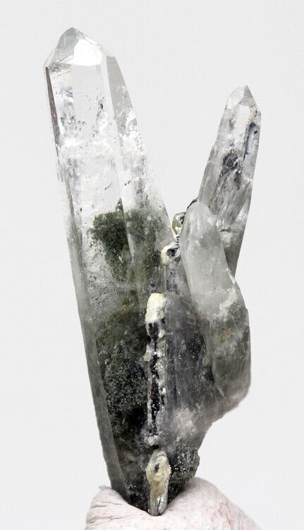 GREEN CHLORITE INCLUDED QUARTZ Crystal Cluster Mineral Specimen BRAZIL