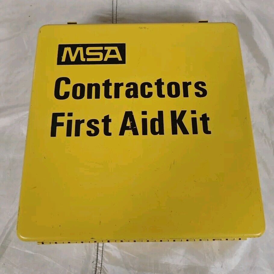 Vintage Yellow MSA First Aid Kit Mine Safety Appliances Co Pittsburgh W/Contents