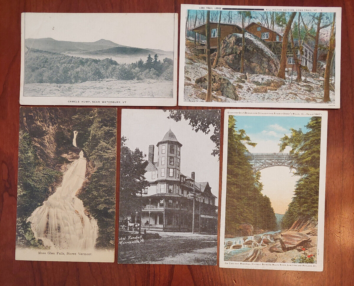 5 vintage postcards lot (early-mid 1900\'s); North-central Vermont VT scenery