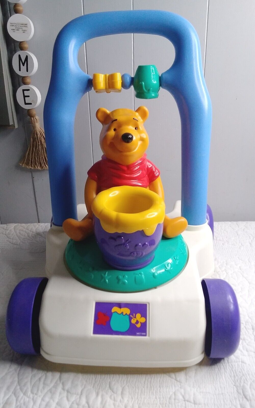 Vintage 1990s Mattel Spinning Winnie The Pooh Baby Toddler Walker Toy #14877