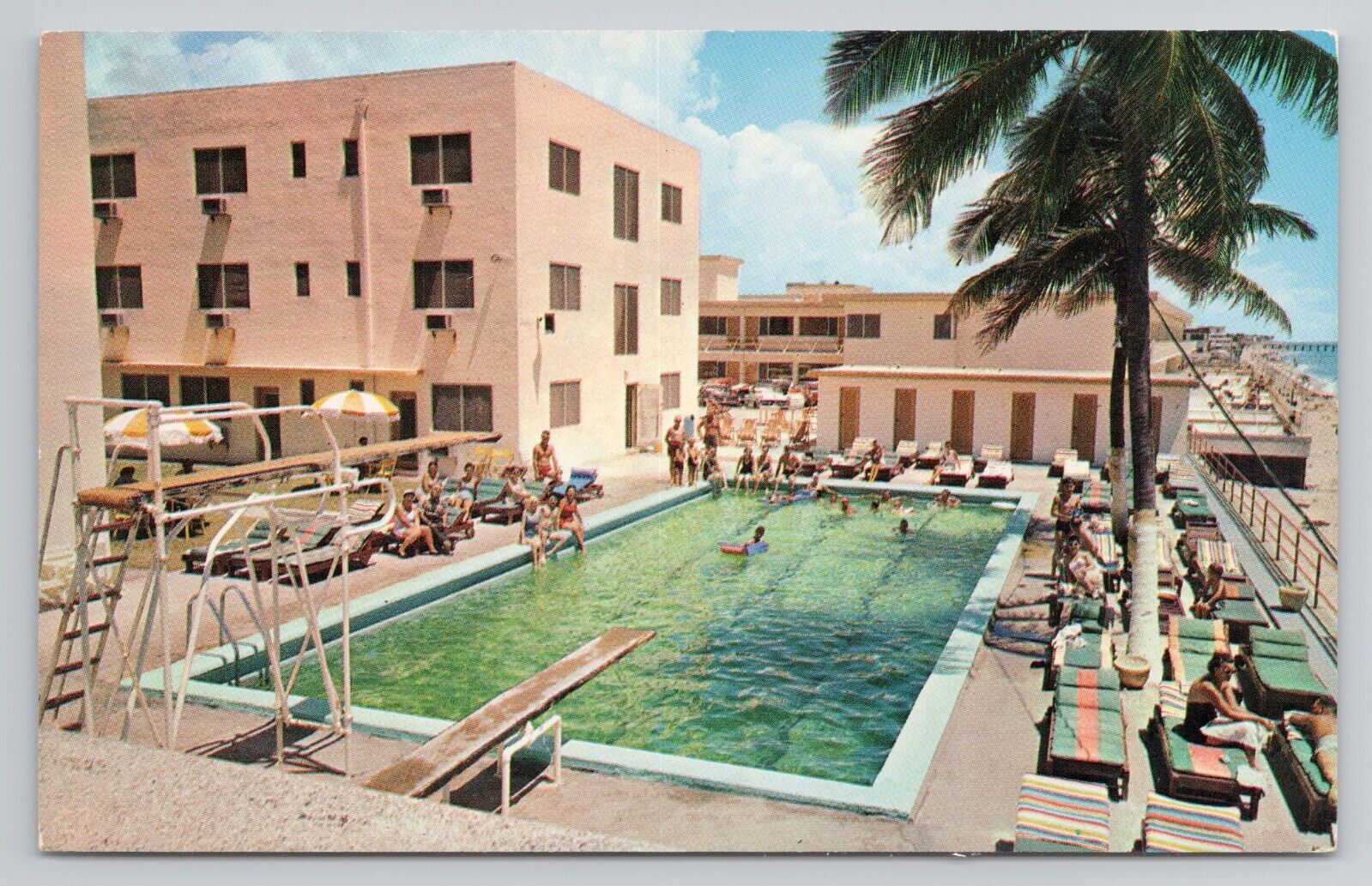 Postcard The Kimberly Resort Motel Pool Cabanas Miami Beach Florida