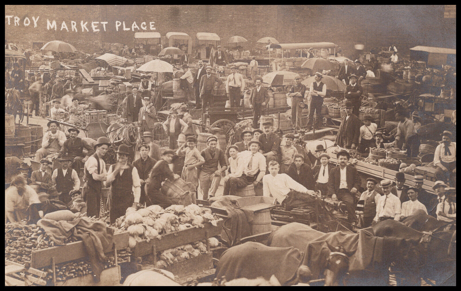 Troy, New York, Troy Market Place, Farmers' Market, Real Photo Postcard RPPC