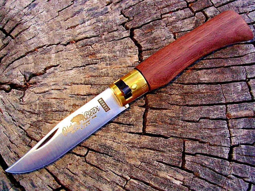 Antonini knives Italy Old Bear 719 medium ring lock knife Walnut Stainless steel