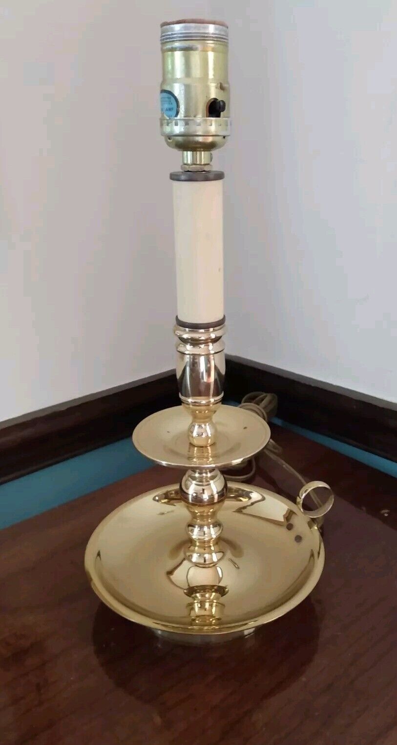Vintage Quality BALDWIN Solid Brass Tiered Chamber Candlestick Table  Desk Lamp