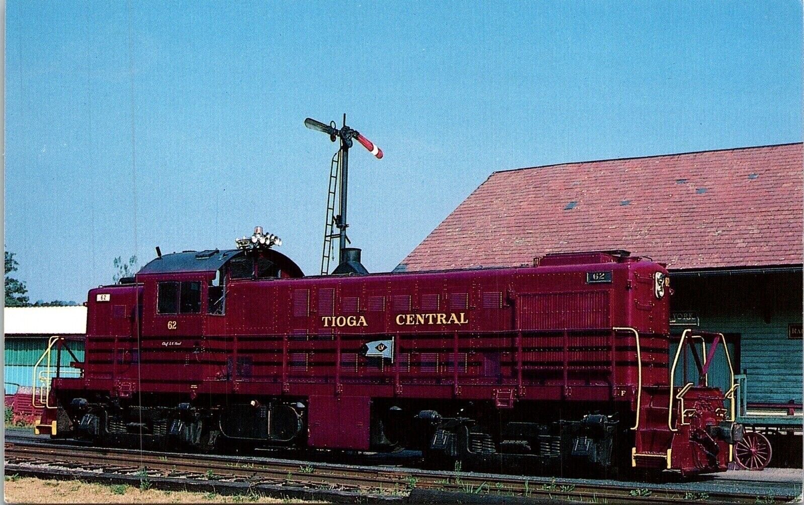 Tioga Central Railroad Number 62 Train Car Postcard VTG UNP Vintage Unused