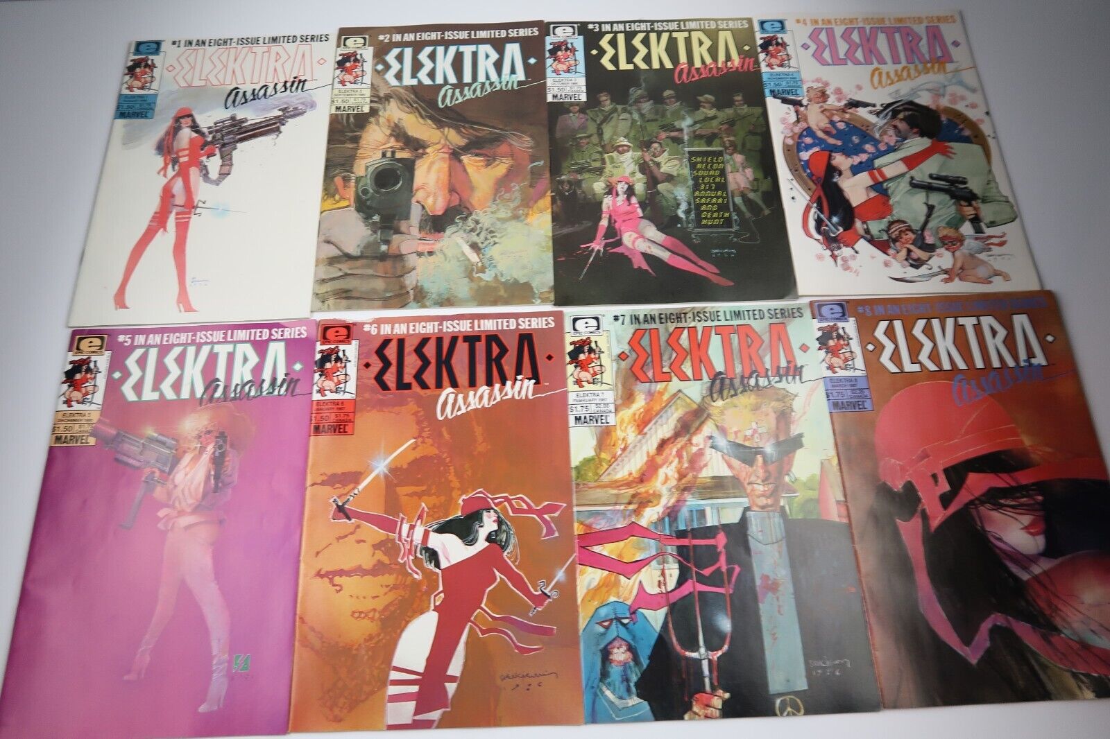 ELEKTRA ASSASSIN #1 2 3 4 5 6 7 8 (Epic Comics 1986) Complete Run 1-8 F/VF/NM