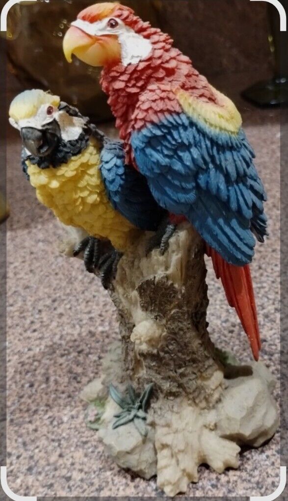 3 Vintage Birds. A Parrot, Coupled Parrots, Perched Cockatiels Couple
