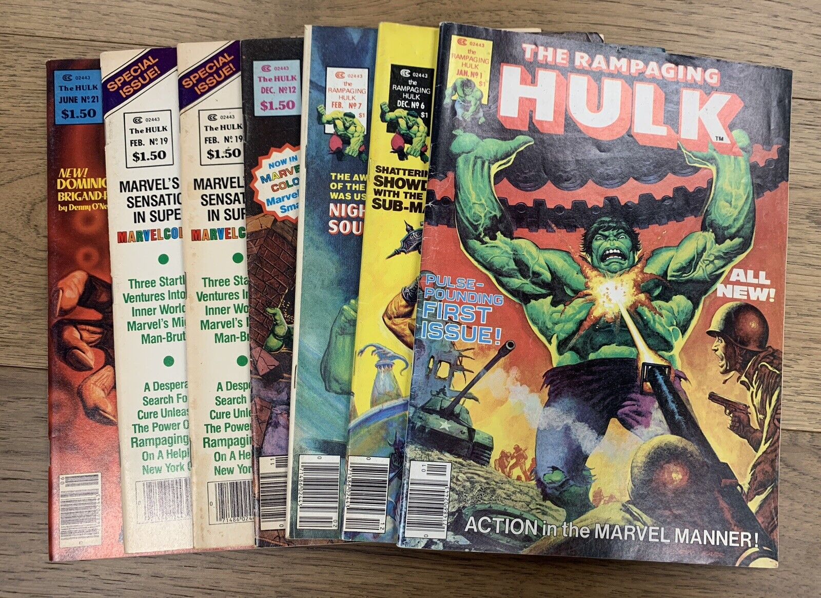Rampaging Hulk Magazine Comic Book Lot: —-7 BIG BOOKS, Including #1—-