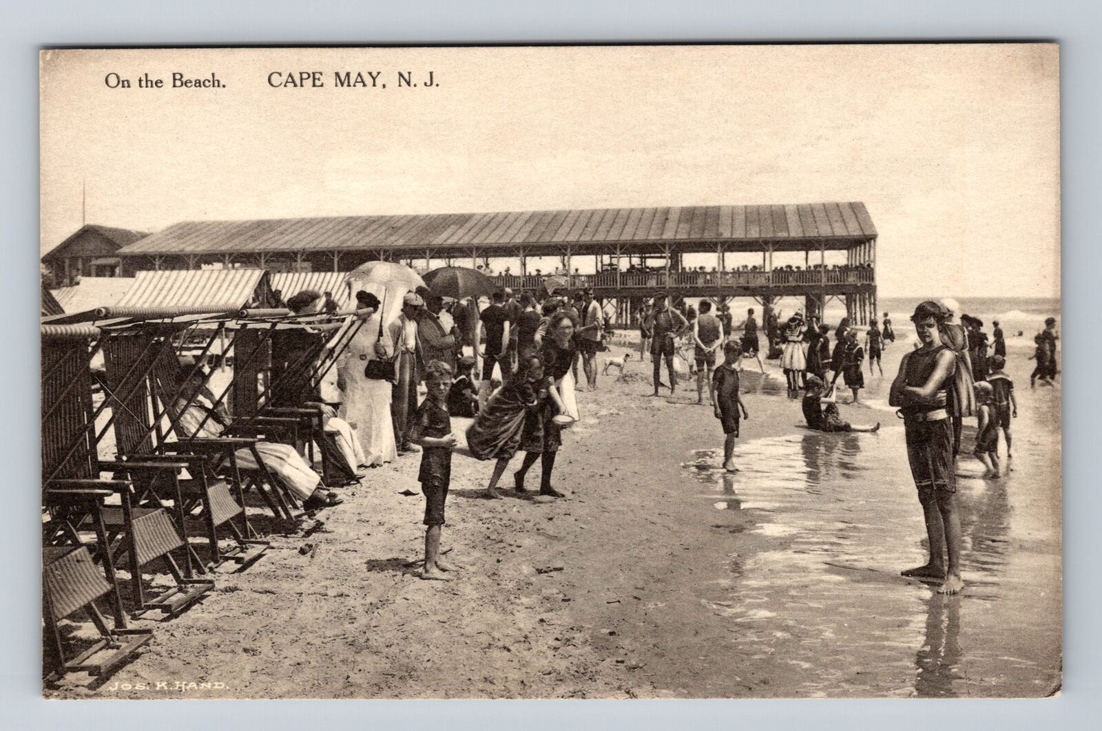 Cape May NJ-New Jersey, Relaxing On The Beach, Bathers Vintage Postcard