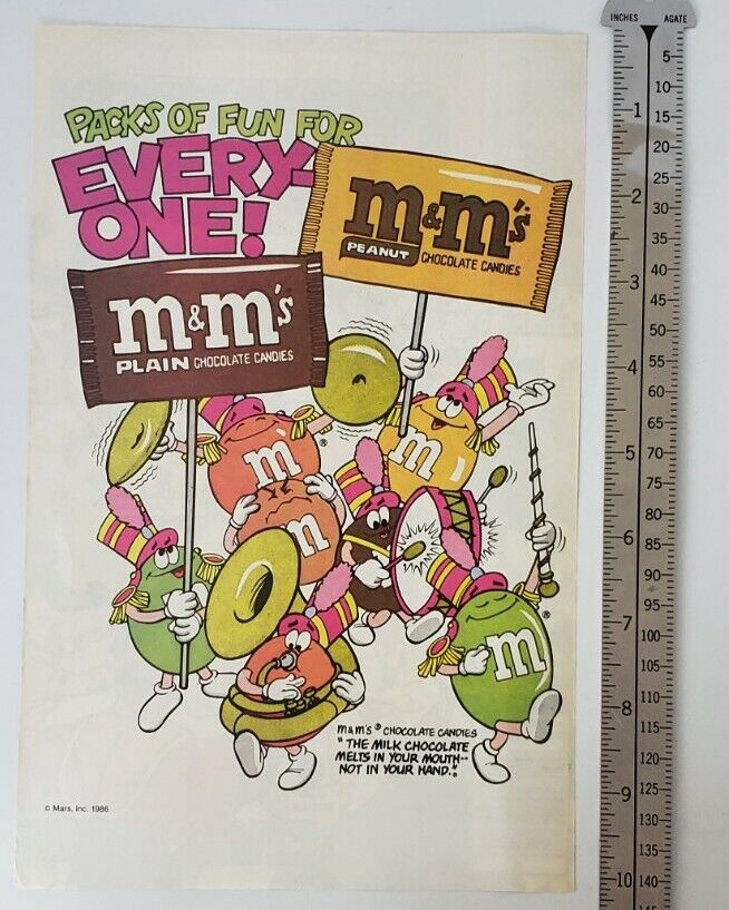 Retro M&Ms Candy RARE Print Advertisement 