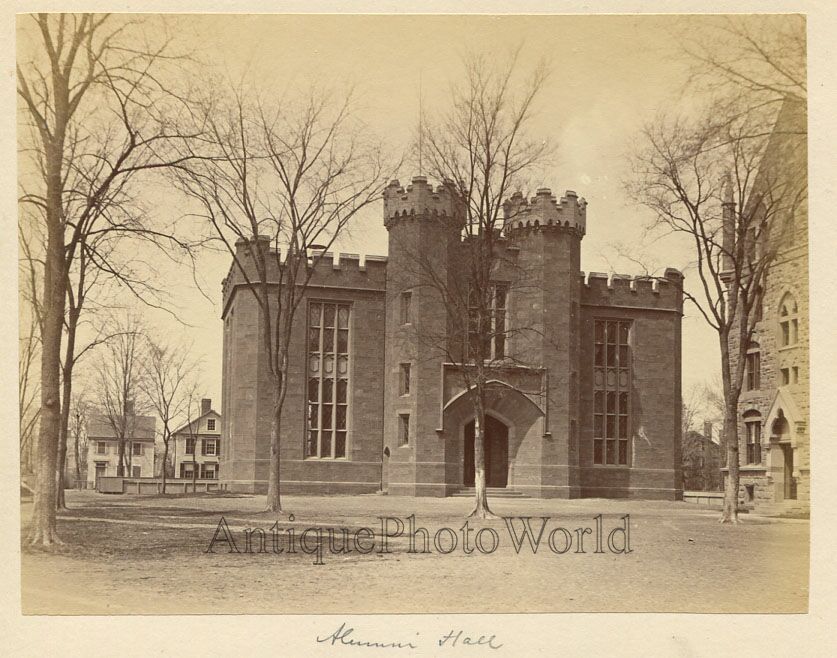 Alumni Hall Yale University New Haven antique albumen 1890s photo
