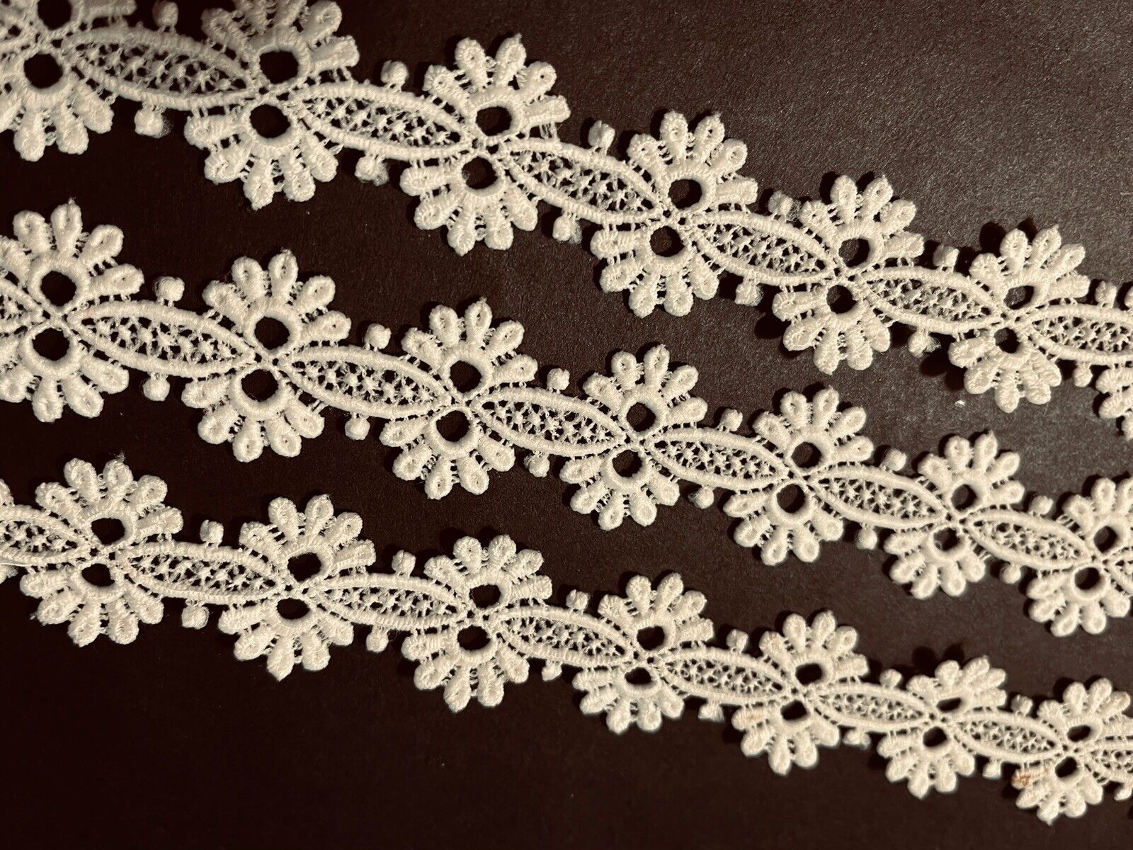 Vintage  White Chemical Laces Lovely Floral  Design Approximately  74 x 1\