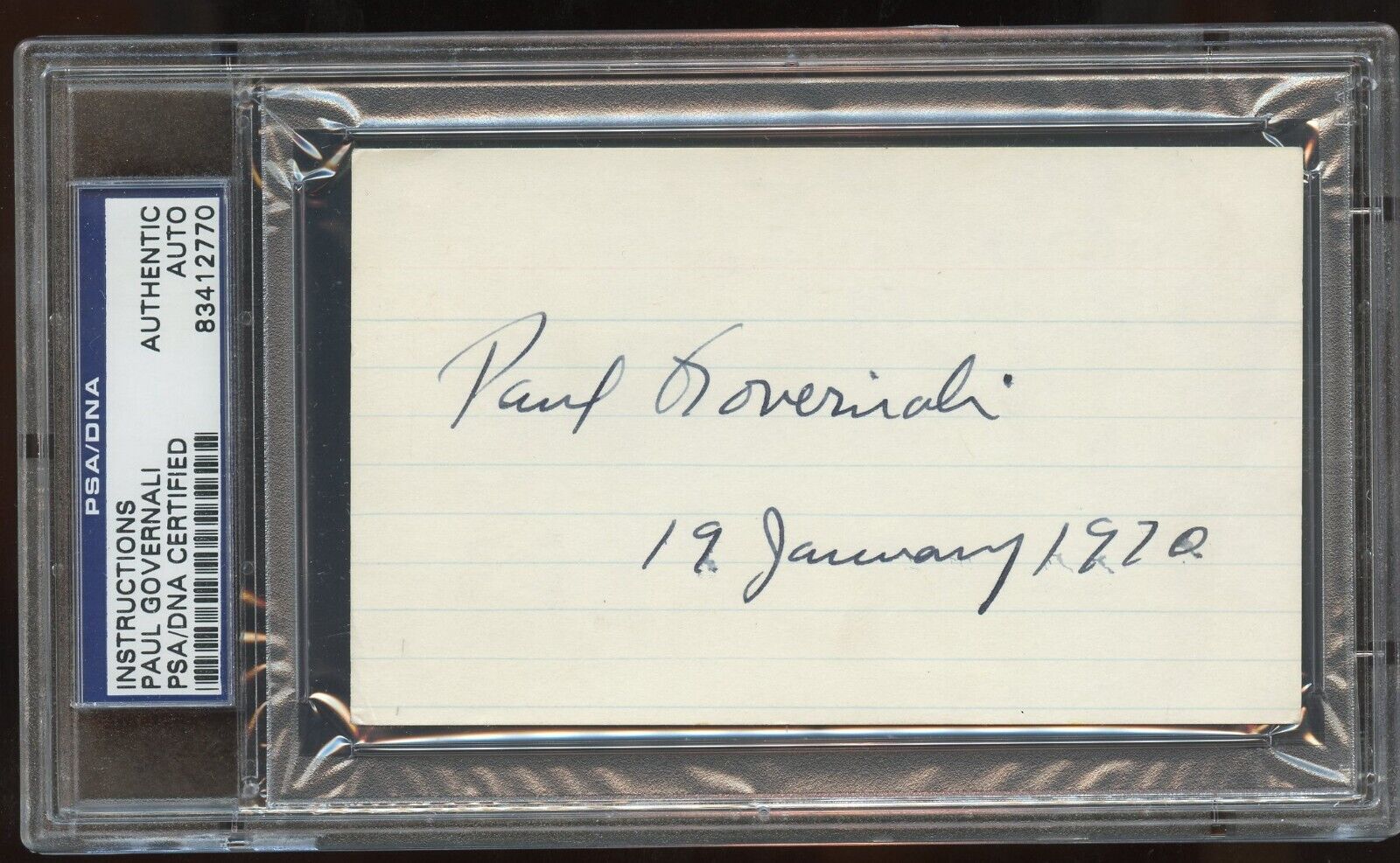 Paul Governali d1978 signed autograph 3x5 card Football Player Columbia Lions