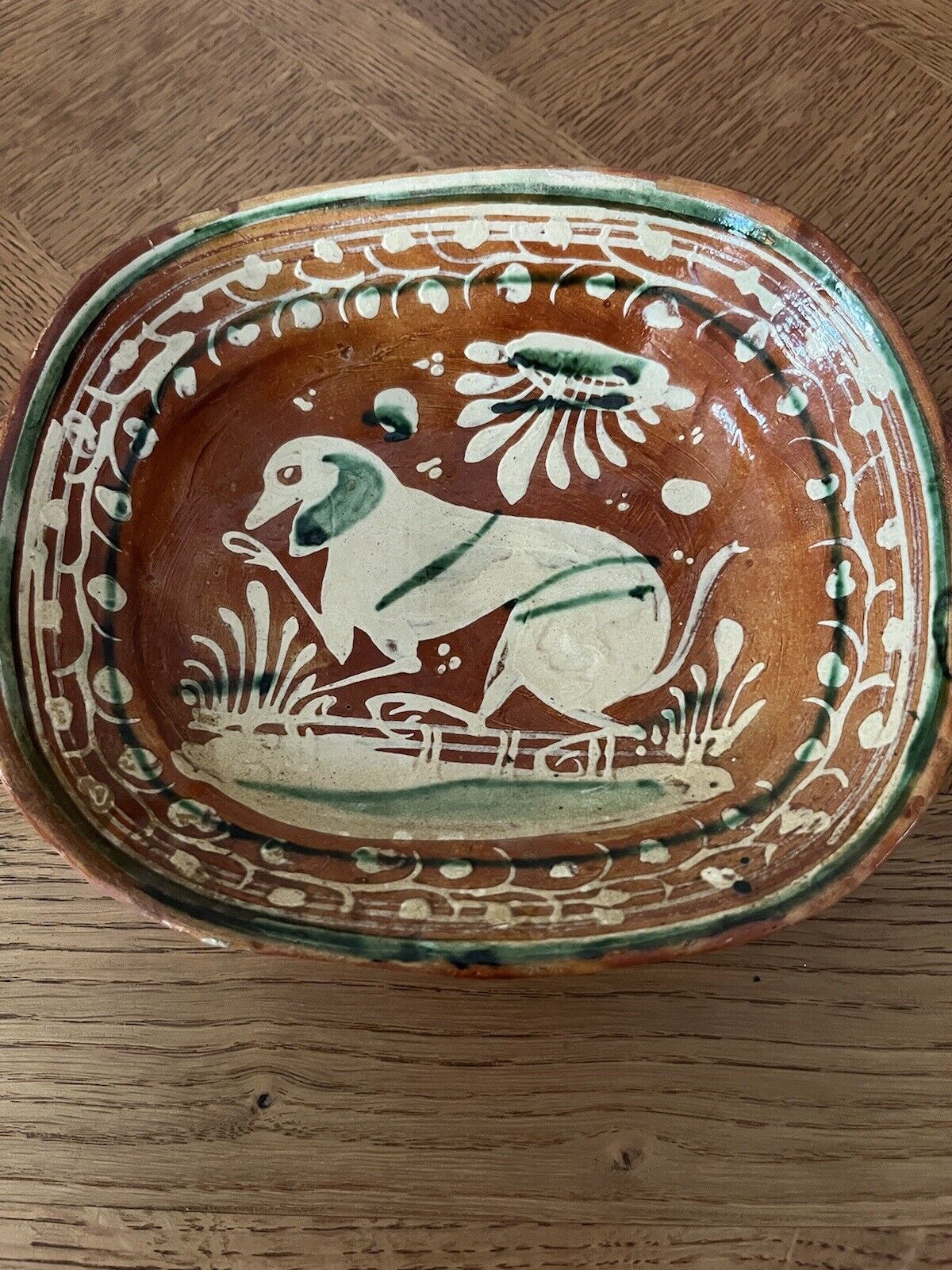 Made In Mexico Vintage Handmade Pottery Bowl With Mexican Agouti