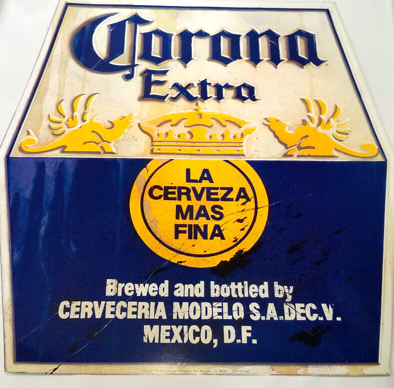 Vintage 2002  Corona Extra Cerveza Beer Crown Logo Tin Sign 39\