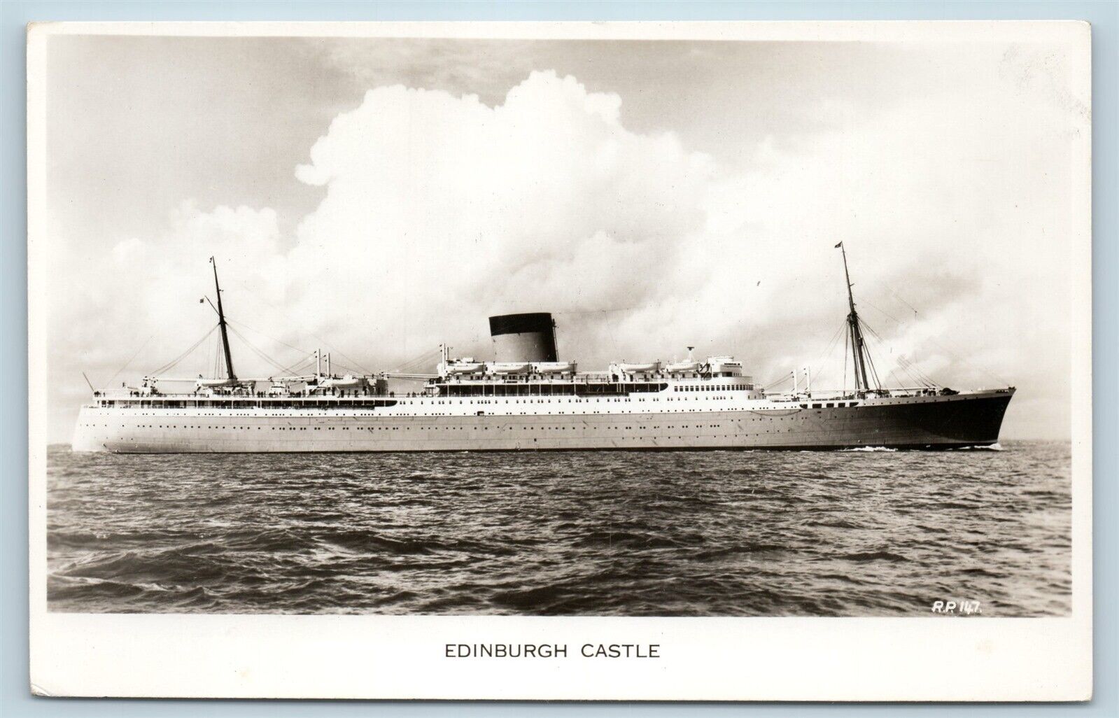 Postcard Union Castle Line RMS SS Edinburgh Castle Steamer Ship RPPC V6