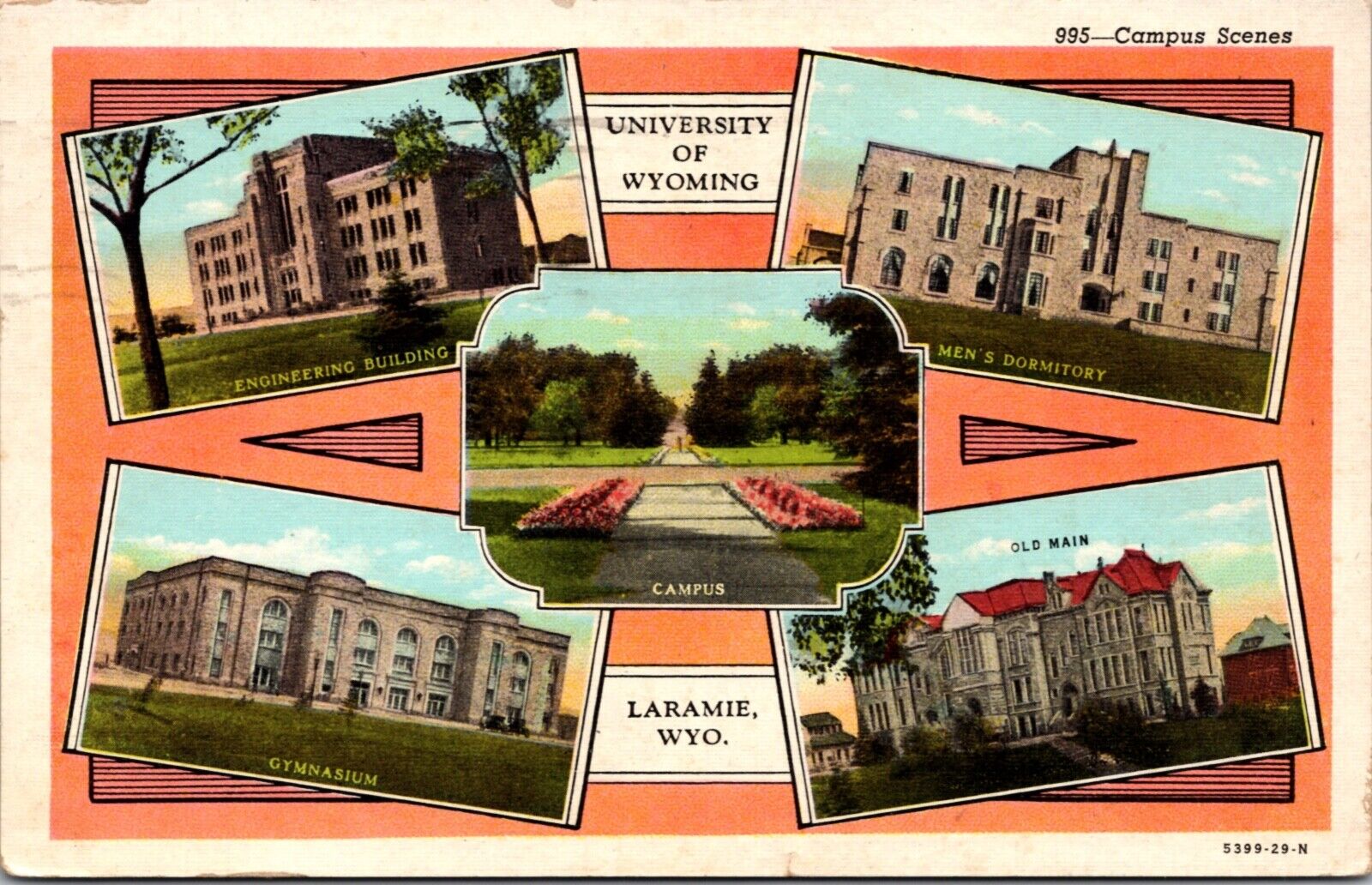 Postcard Campus Scenes University of Wyoming in Laramie, Wyoming